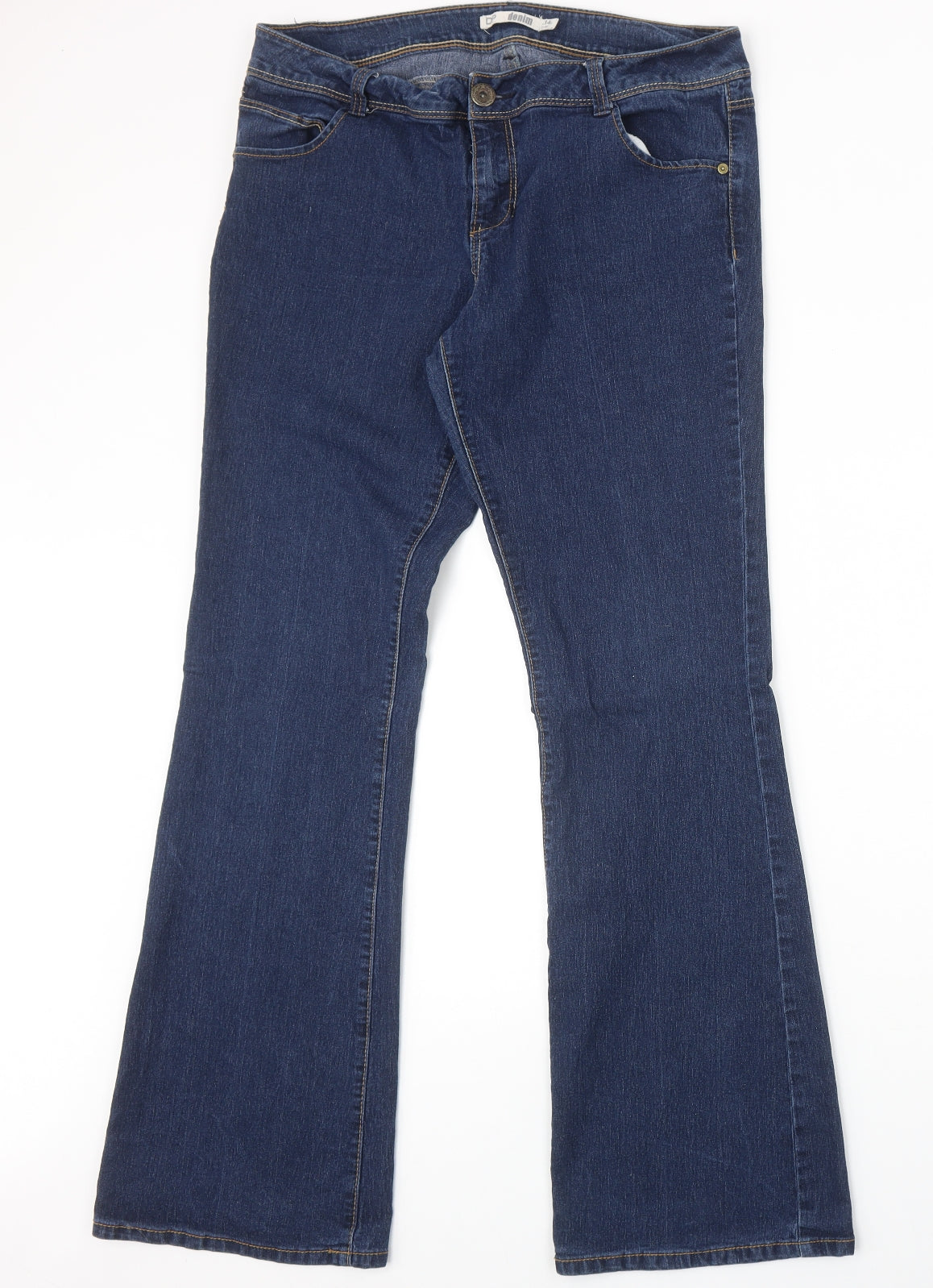 Dorothy Perkins Womens Blue Cotton Bootcut Jeans Size 14 Regular Zip