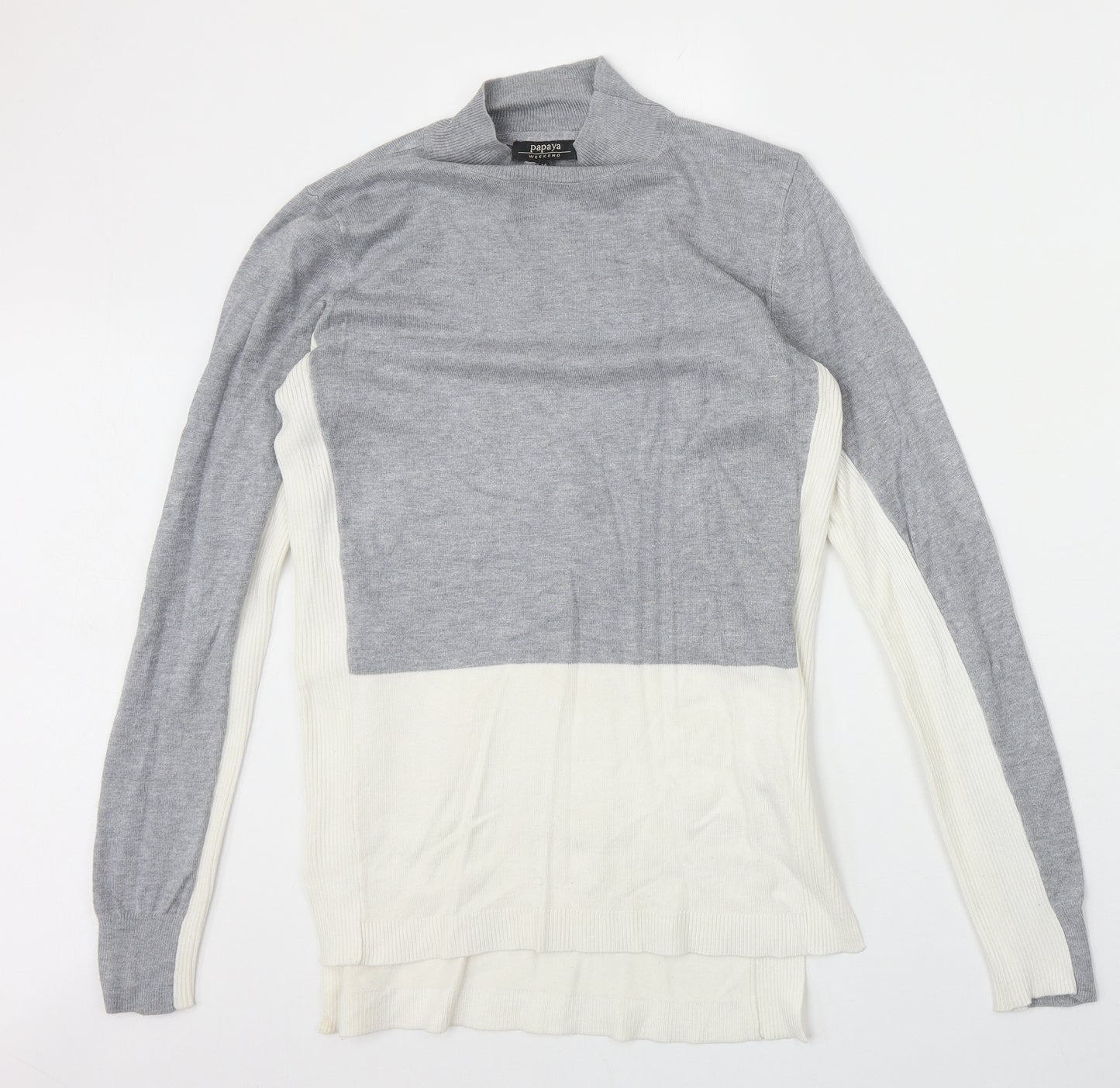 Papaya Womens Grey High Neck Viscose Pullover Jumper Size 14