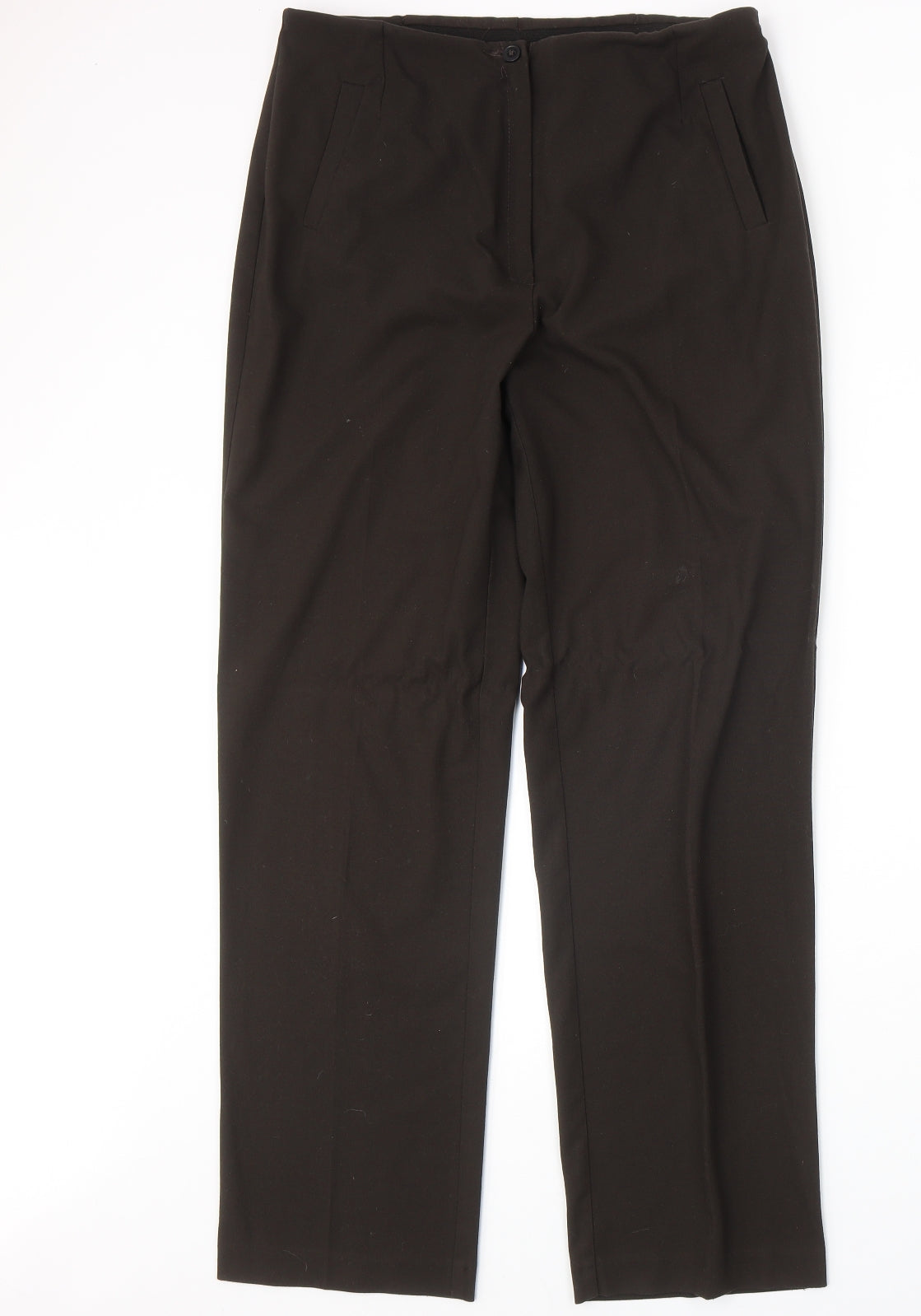 Glimma Womens Brown Polyester Trousers Size 30 in Regular Zip