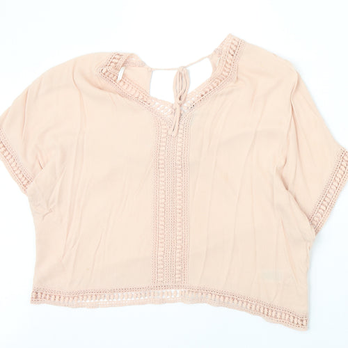 New Look Womens Pink Viscose Basic Blouse Size 8 V-Neck