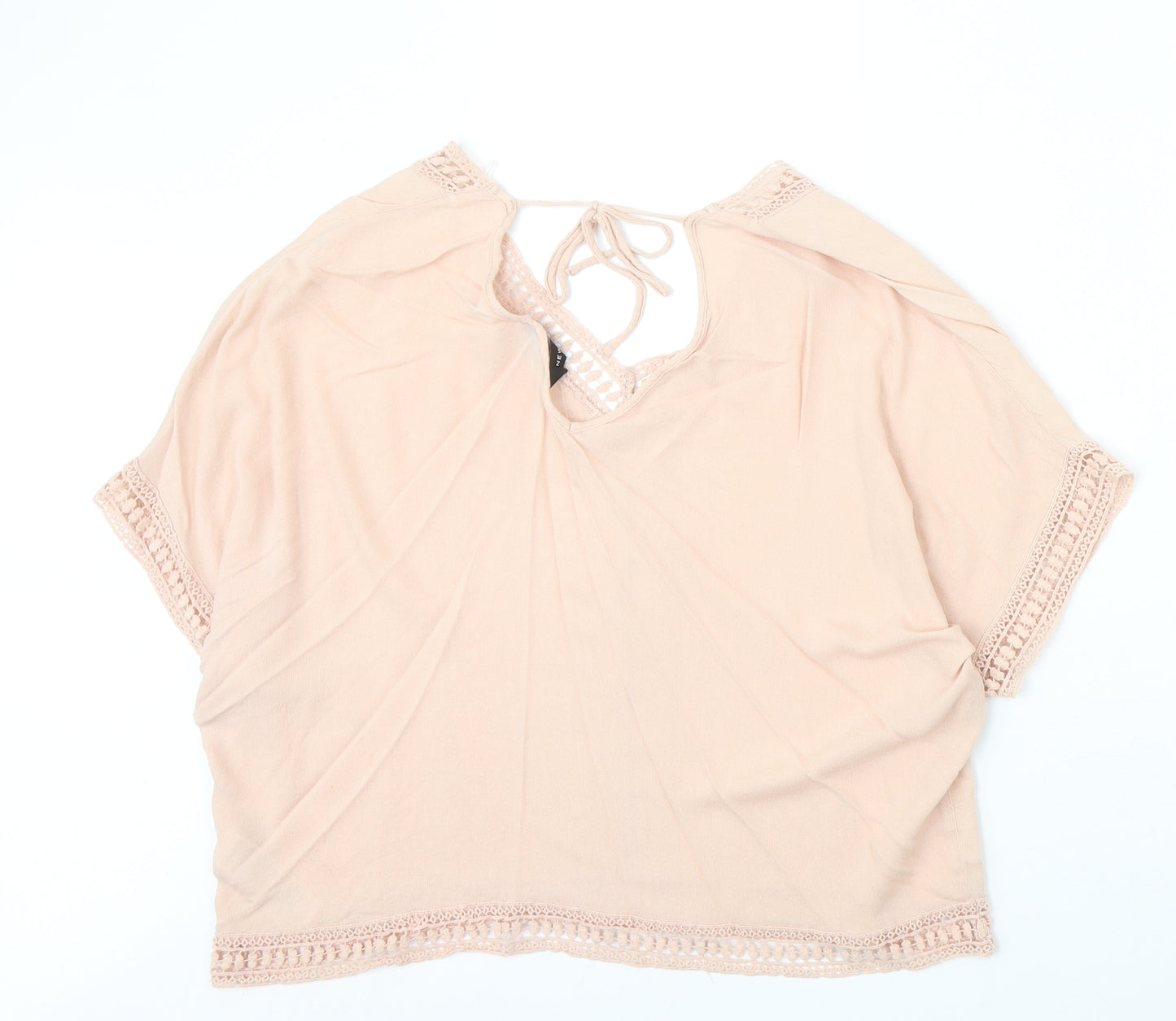 New Look Womens Pink Viscose Basic Blouse Size 8 V-Neck