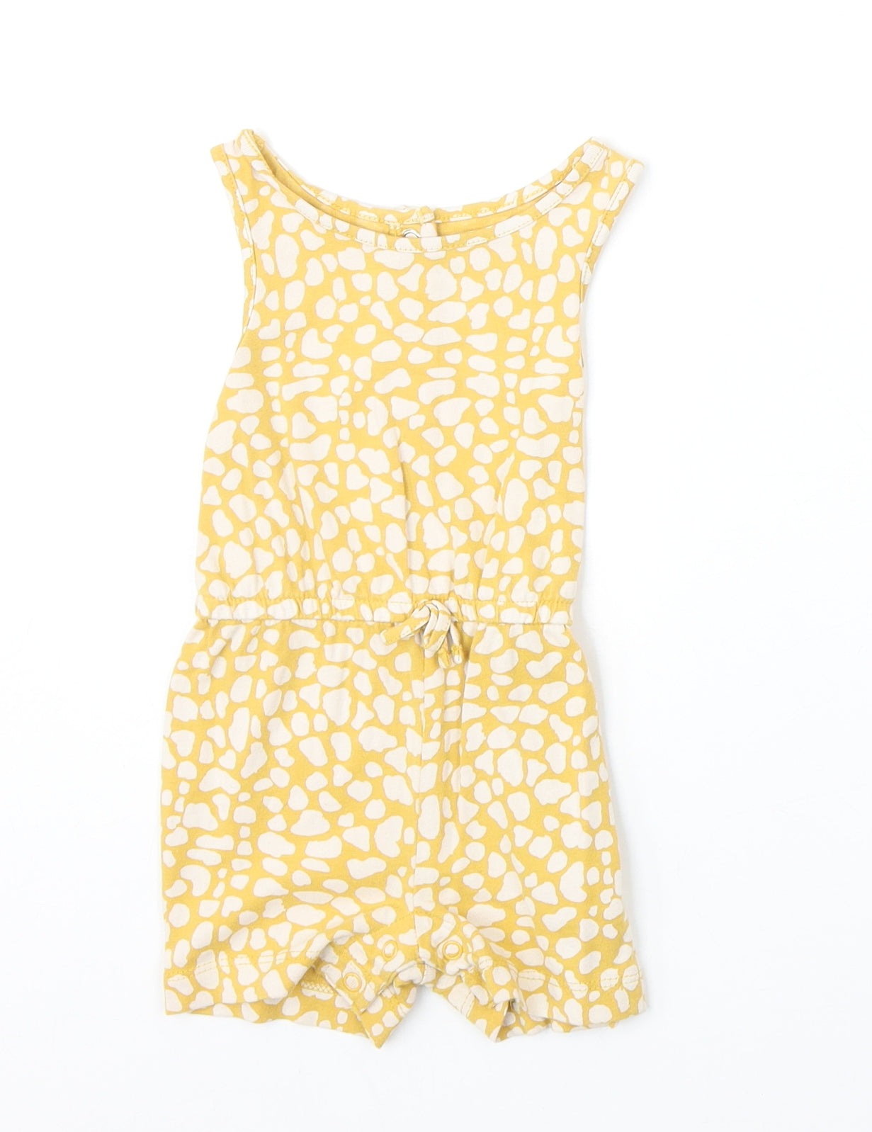 Primark Girls Yellow Geometric Cotton Romper One-Piece Size 6-9 Months Snap