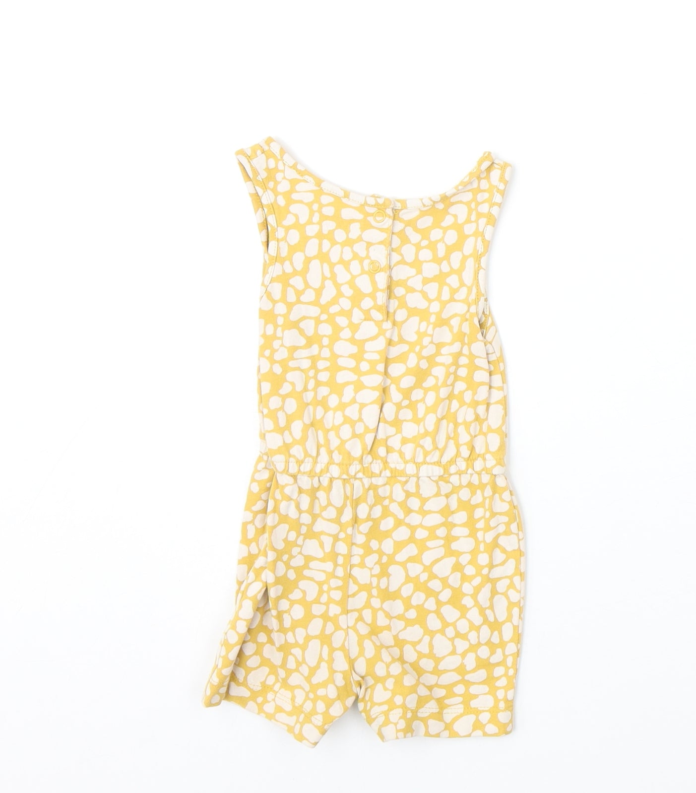 Primark Girls Yellow Geometric Cotton Romper One-Piece Size 6-9 Months Snap