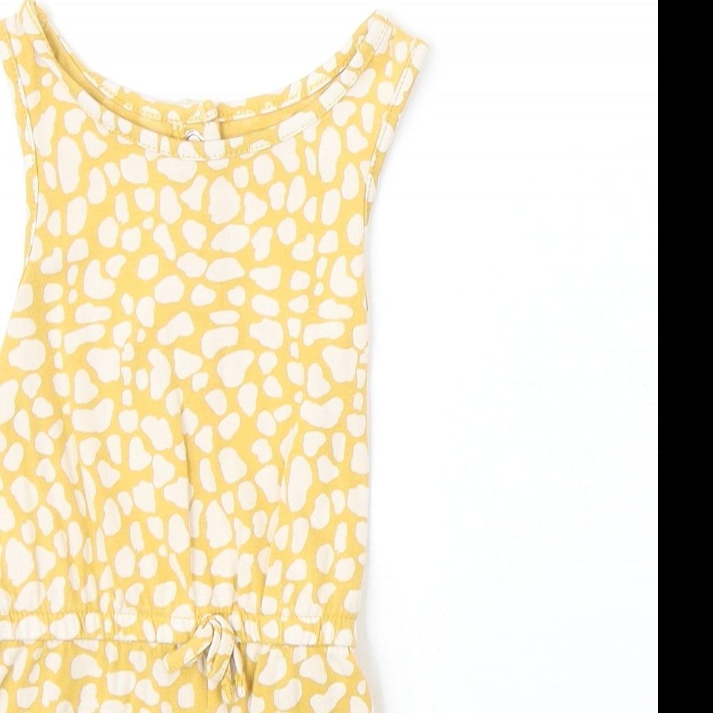 Primark Girls Yellow Geometric Cotton Romper One-Piece Size 6-9 Months Snap