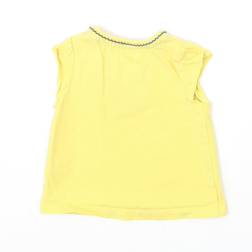TU Girls Yellow 100% Cotton Basic T-Shirt Size 0-3 Months Round Neck Snap