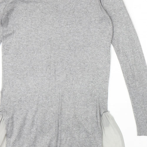 NEXT Womens Grey Round Neck Polyester Pullover Jumper Size 10