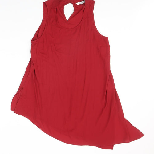 Peacocks Womens Red Polyester A-Line Size 12 Round Neck Buckle