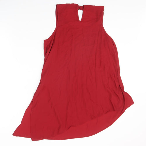 Peacocks Womens Red Polyester A-Line Size 12 Round Neck Buckle