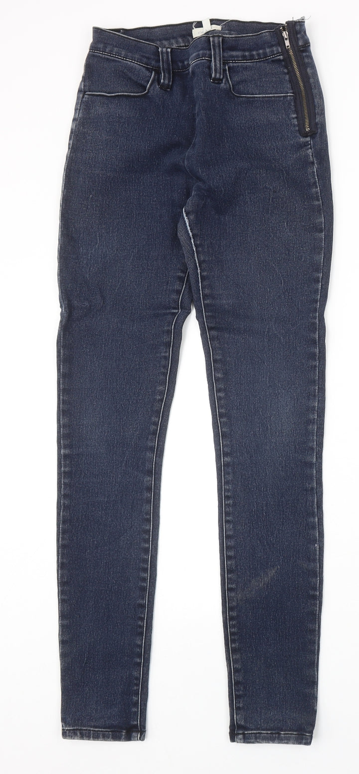 Silent Noise Womens Blue Herringbone Cotton Skinny Jeans Size 27 in Regular Zip