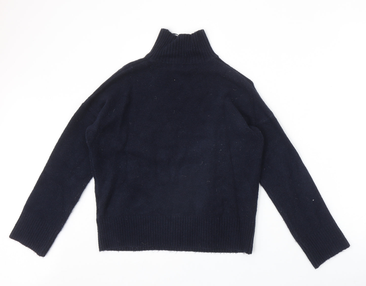 Marks and Spencer Womens Blue High Neck Acrylic Pullover Jumper Size S