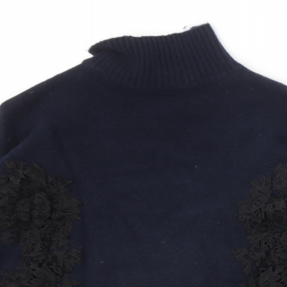 Marks and Spencer Womens Blue High Neck Acrylic Pullover Jumper Size S