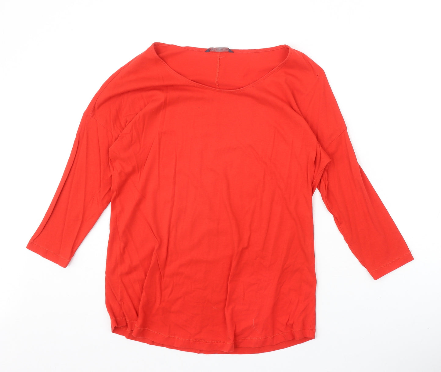 Marks and Spencer Womens Red 100% Cotton Basic T-Shirt Size 12 Boat Neck