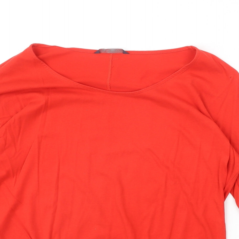 Marks and Spencer Womens Red 100% Cotton Basic T-Shirt Size 12 Boat Neck
