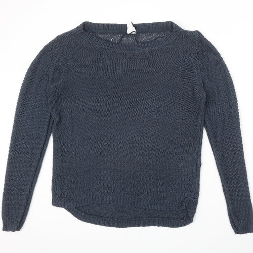 VeroBLUxl Womens Blue Round Neck Acrylic Pullover Jumper Size XL