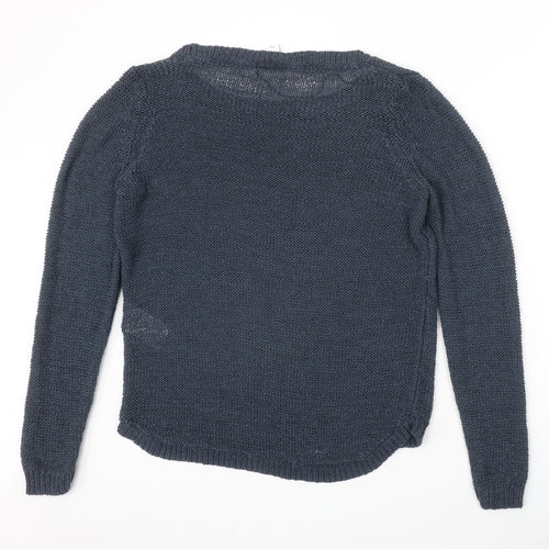 VeroBLUxl Womens Blue Round Neck Acrylic Pullover Jumper Size XL