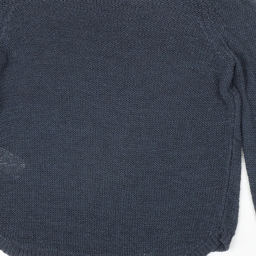 VeroBLUxl Womens Blue Round Neck Acrylic Pullover Jumper Size XL
