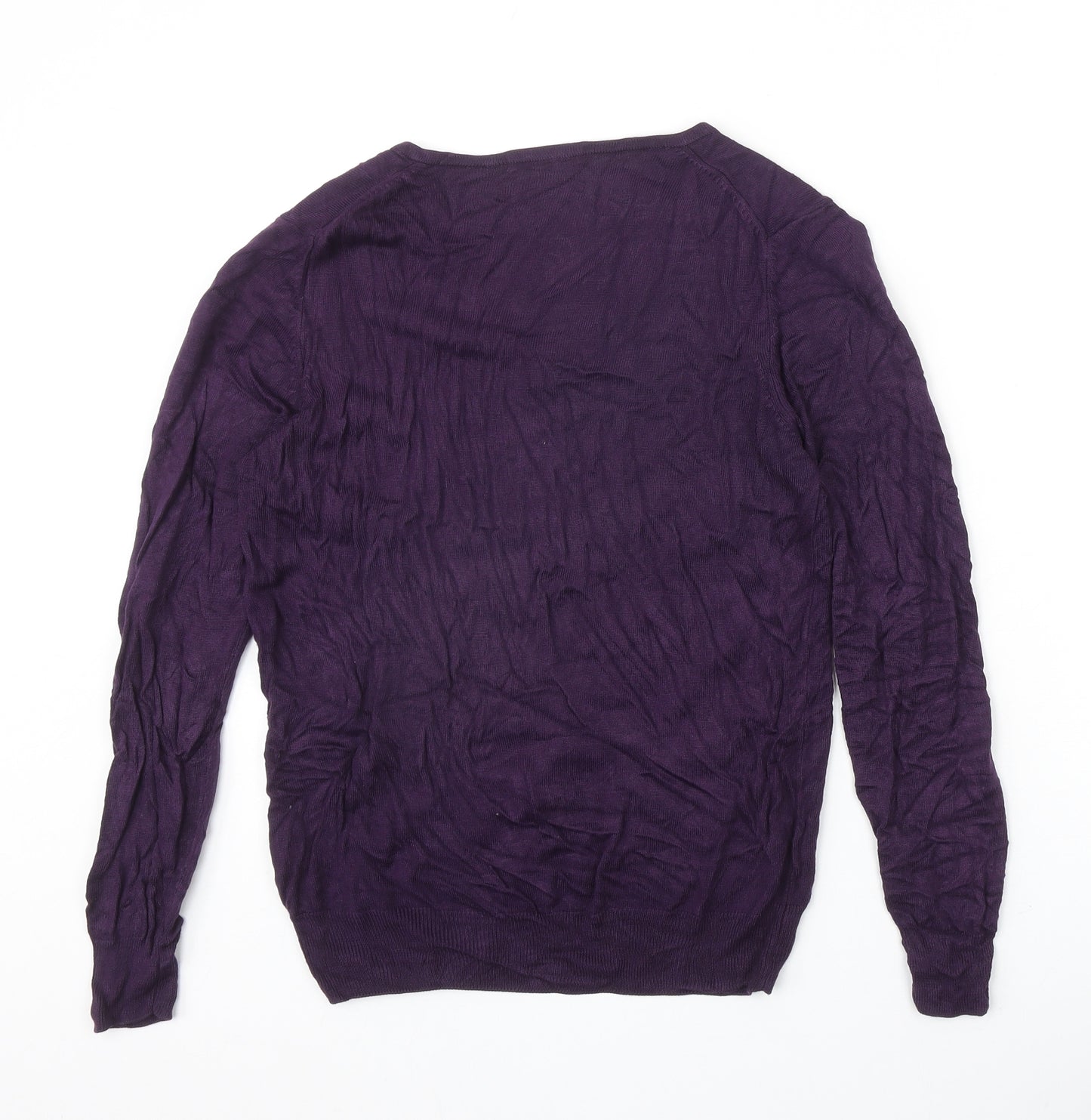 Marks and Spencer Womens Purple V-Neck Acrylic Pullover Jumper Size 10