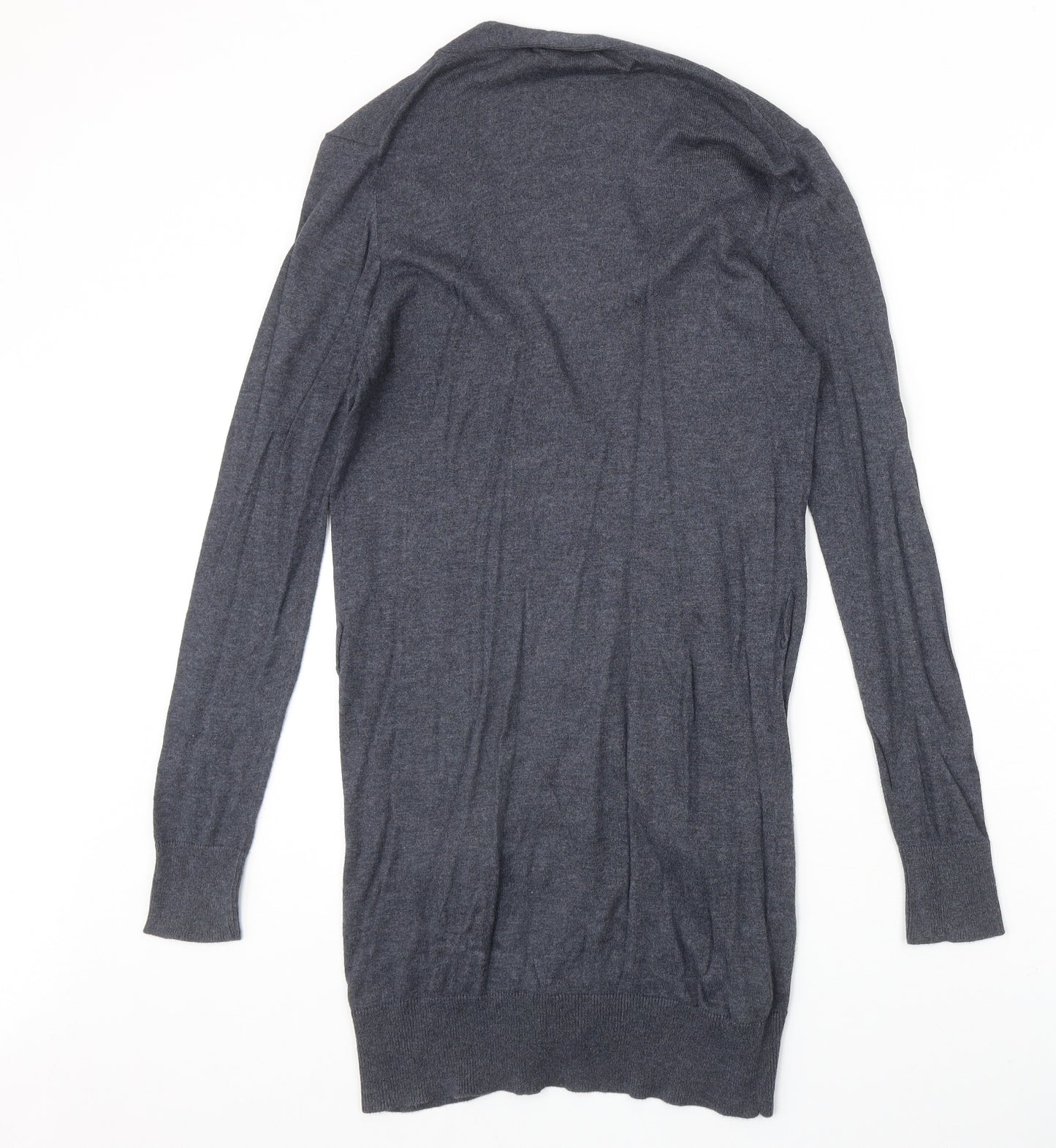 Mango Womens Blue V-Neck Cotton Cardigan Jumper Size S
