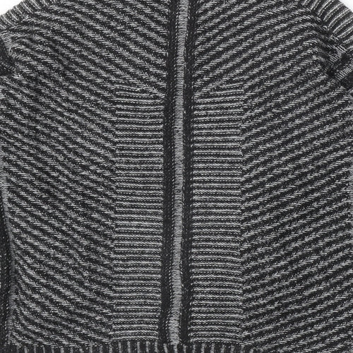 Marks and Spencer Womens Black V-Neck Striped Acrylic Cardigan Jumper Size 14