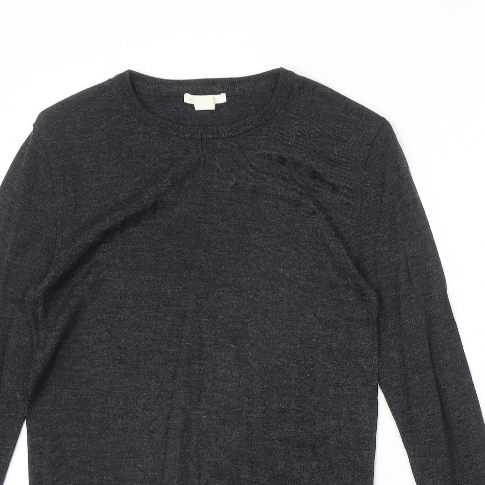 H&M Womens Grey Round Neck 100% Merino Wool Pullover Jumper Size XS