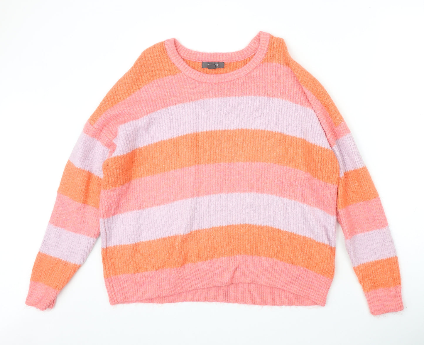 Primark Womens Multicoloured Round Neck Striped Acrylic Pullover Jumper Size 2XL