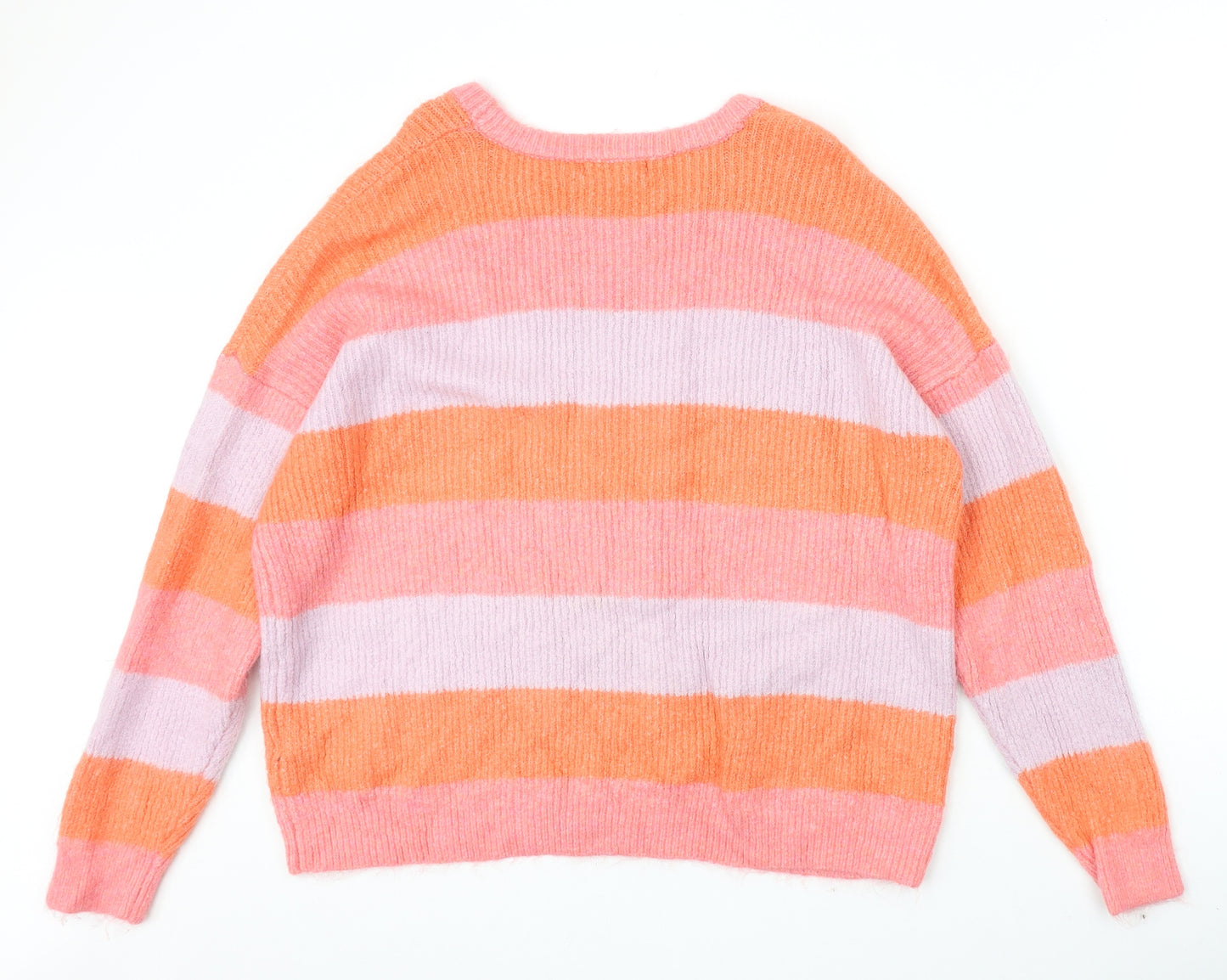 Primark Womens Multicoloured Round Neck Striped Acrylic Pullover Jumper Size 2XL