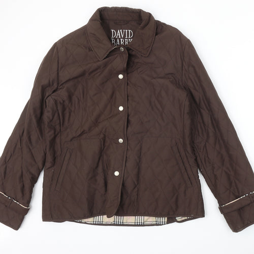 David Barry Womens Brown Quilted Jacket Size 14 Snap