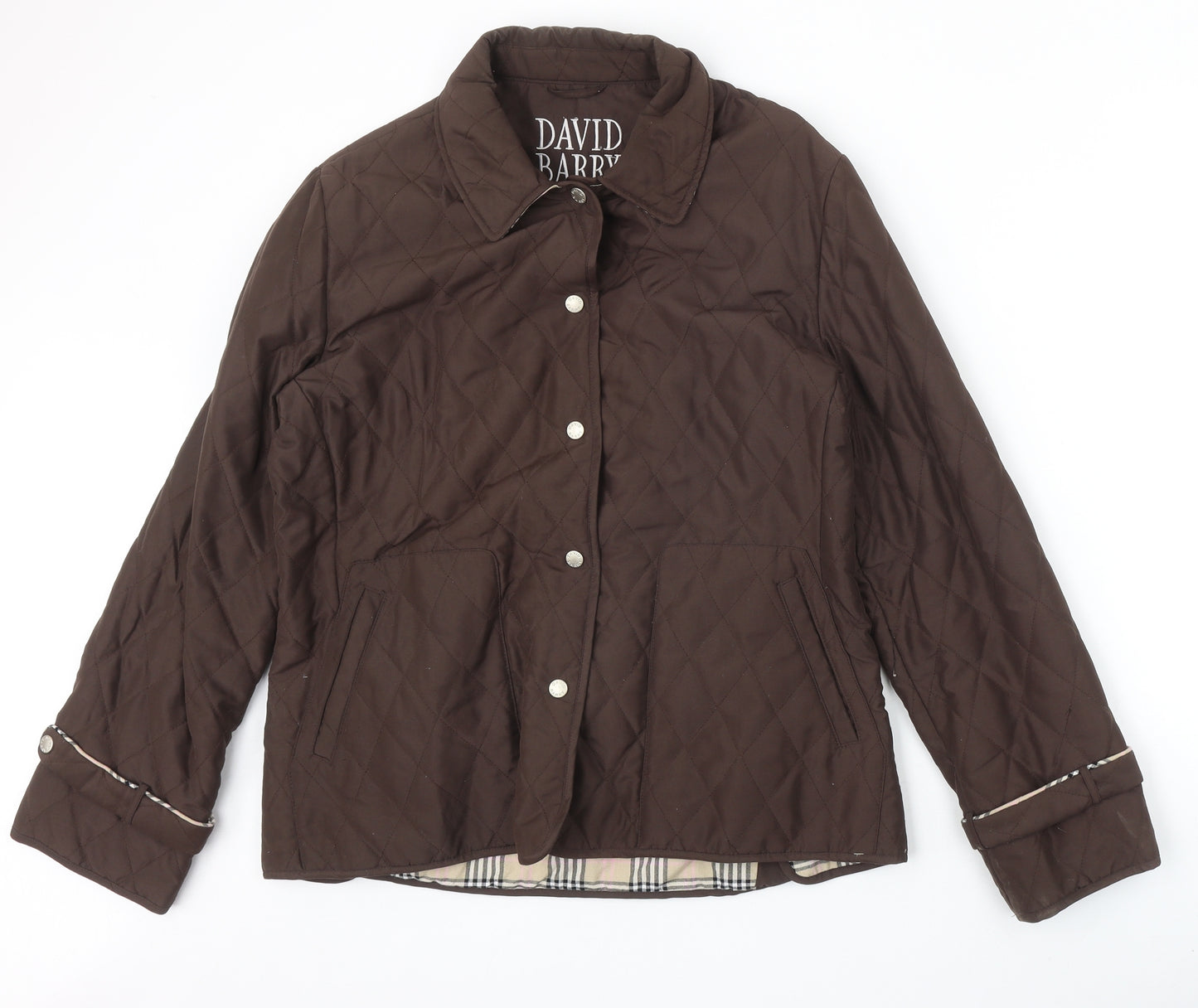 David Barry Womens Brown Quilted Jacket Size 14 Snap