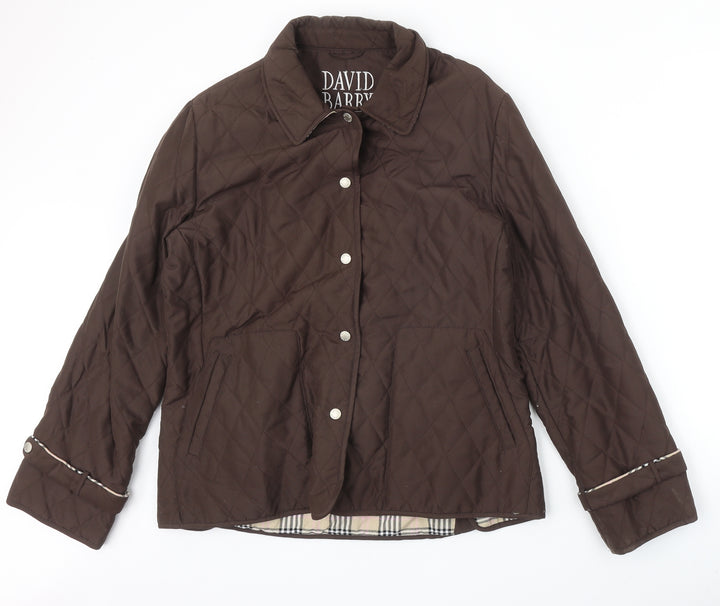 David Barry Womens Brown Quilted Jacket Size 14 Snap