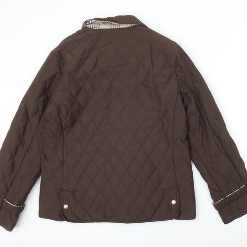 David Barry Womens Brown Quilted Jacket Size 14 Snap