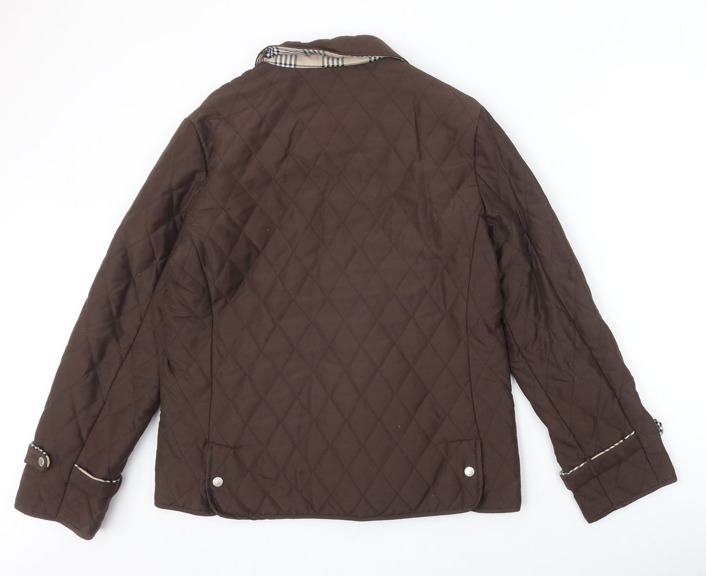 David Barry Womens Brown Quilted Jacket Size 14 Snap