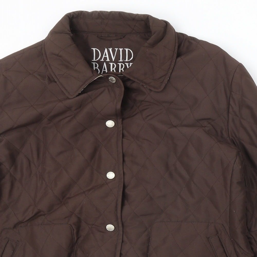 David Barry Womens Brown Quilted Jacket Size 14 Snap