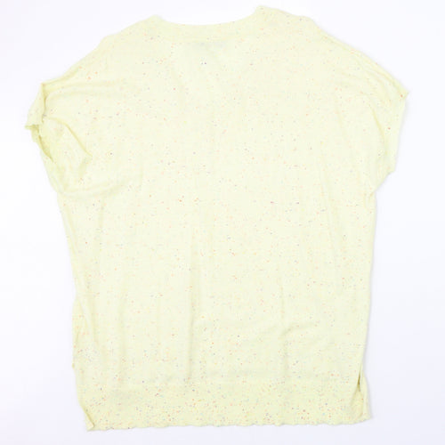 NEXT Womens Yellow Nylon Basic T-Shirt Size L V-Neck