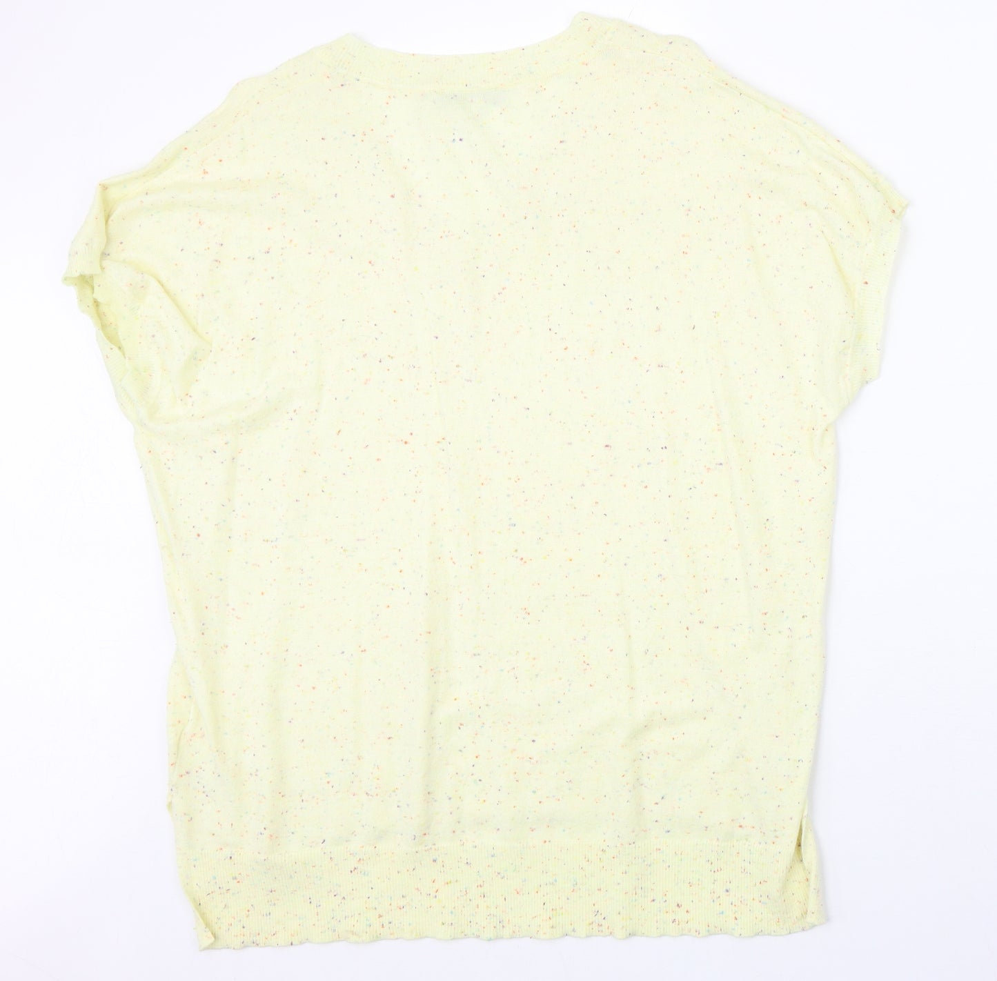 NEXT Womens Yellow Nylon Basic T-Shirt Size L V-Neck