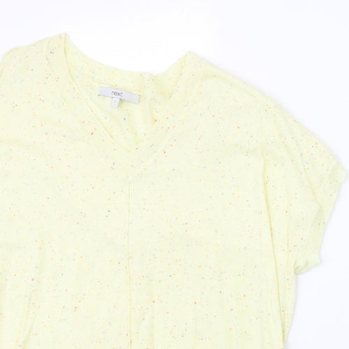 NEXT Womens Yellow Nylon Basic T-Shirt Size L V-Neck