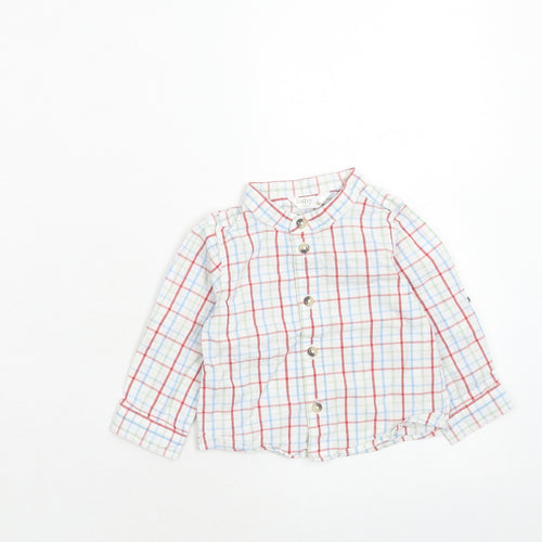 M&Co Boys Multicoloured Plaid Cotton Basic Button-Up Size 6-9 Months Collared Button