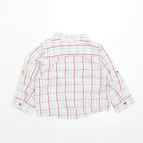M&Co Boys Multicoloured Plaid Cotton Basic Button-Up Size 6-9 Months Collared Button