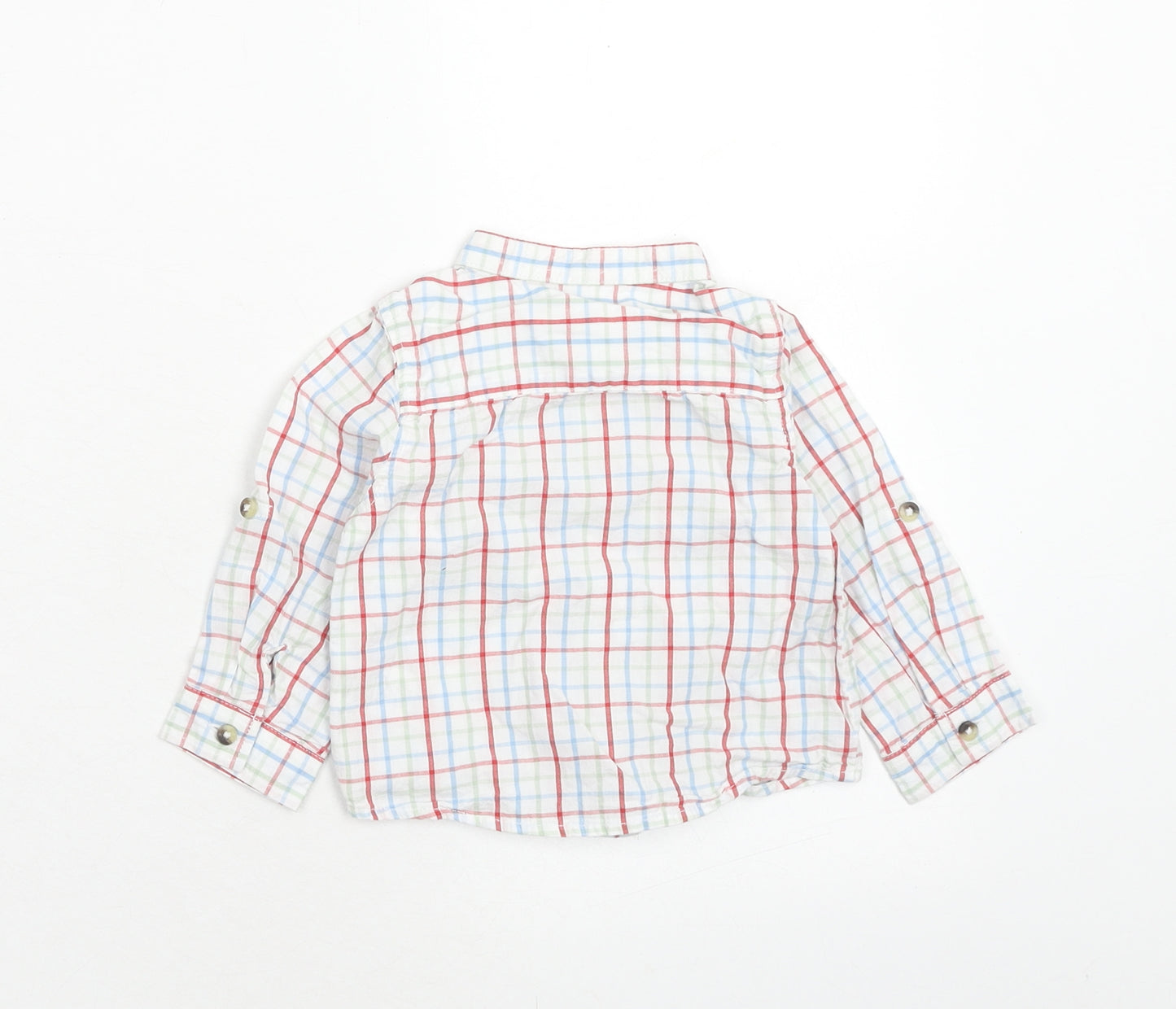 M&Co Boys Multicoloured Plaid Cotton Basic Button-Up Size 6-9 Months Collared Button