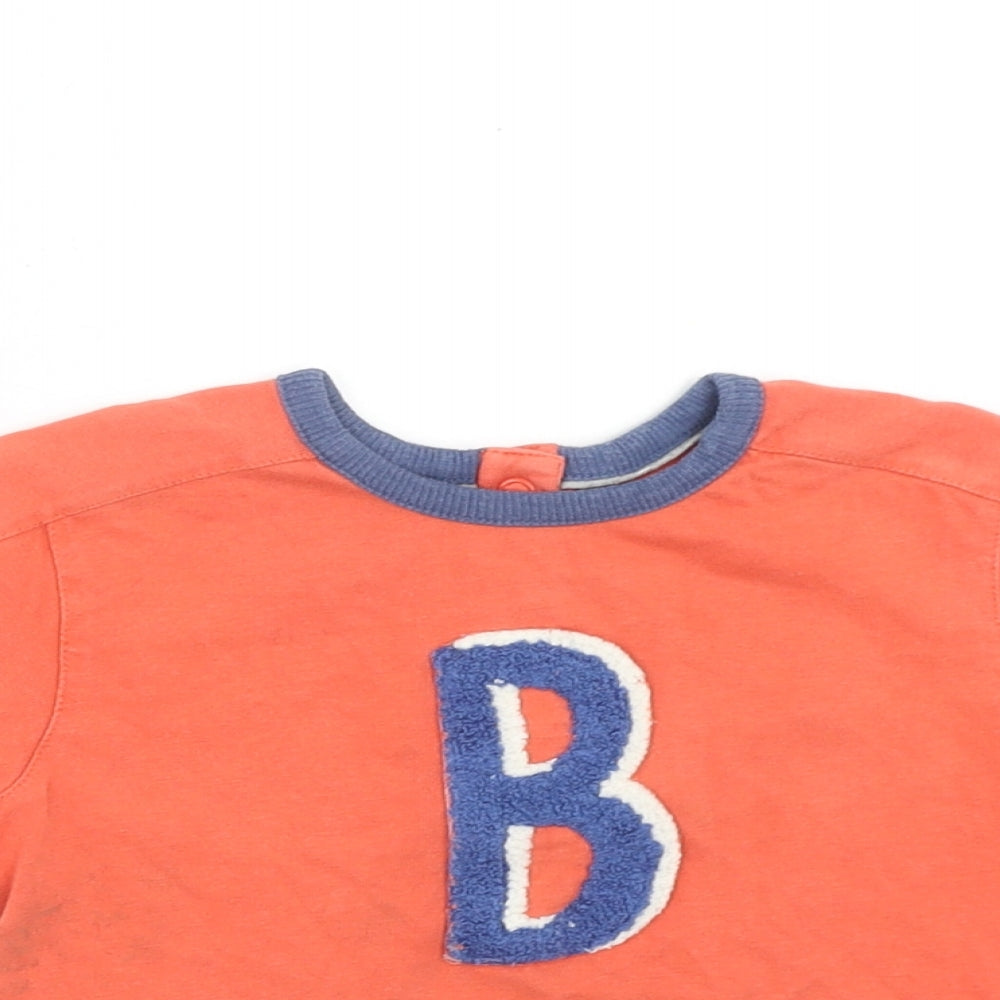 Marks and Spencer Boys Orange Cotton Basic T-Shirt Size 18-24 Months Round Neck Button