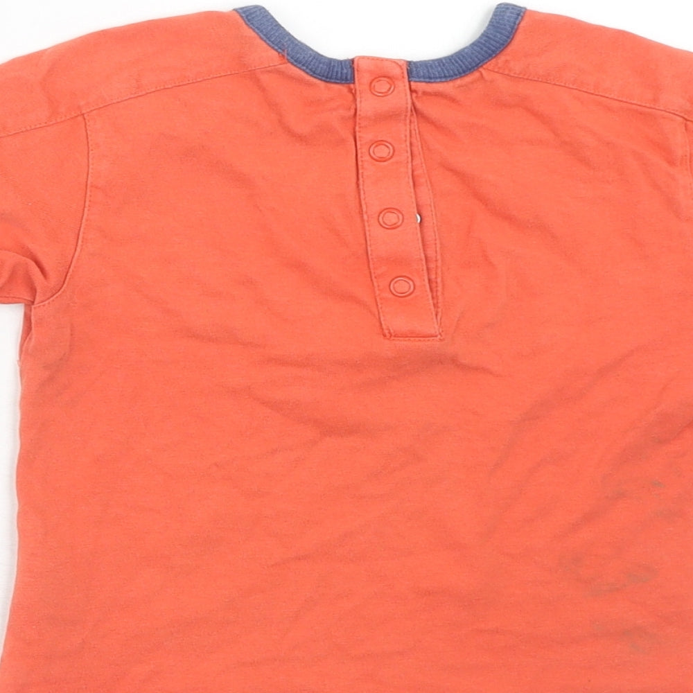 Marks and Spencer Boys Orange Cotton Basic T-Shirt Size 18-24 Months Round Neck Button