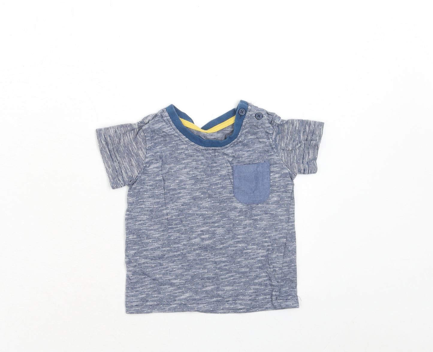 Matalan Boys Blue Cotton Pullover T-Shirt Size 6-9 Months Round Neck Button