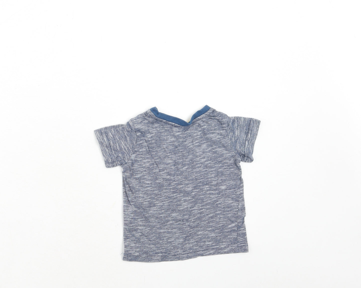 Matalan Boys Blue Cotton Pullover T-Shirt Size 6-9 Months Round Neck Button