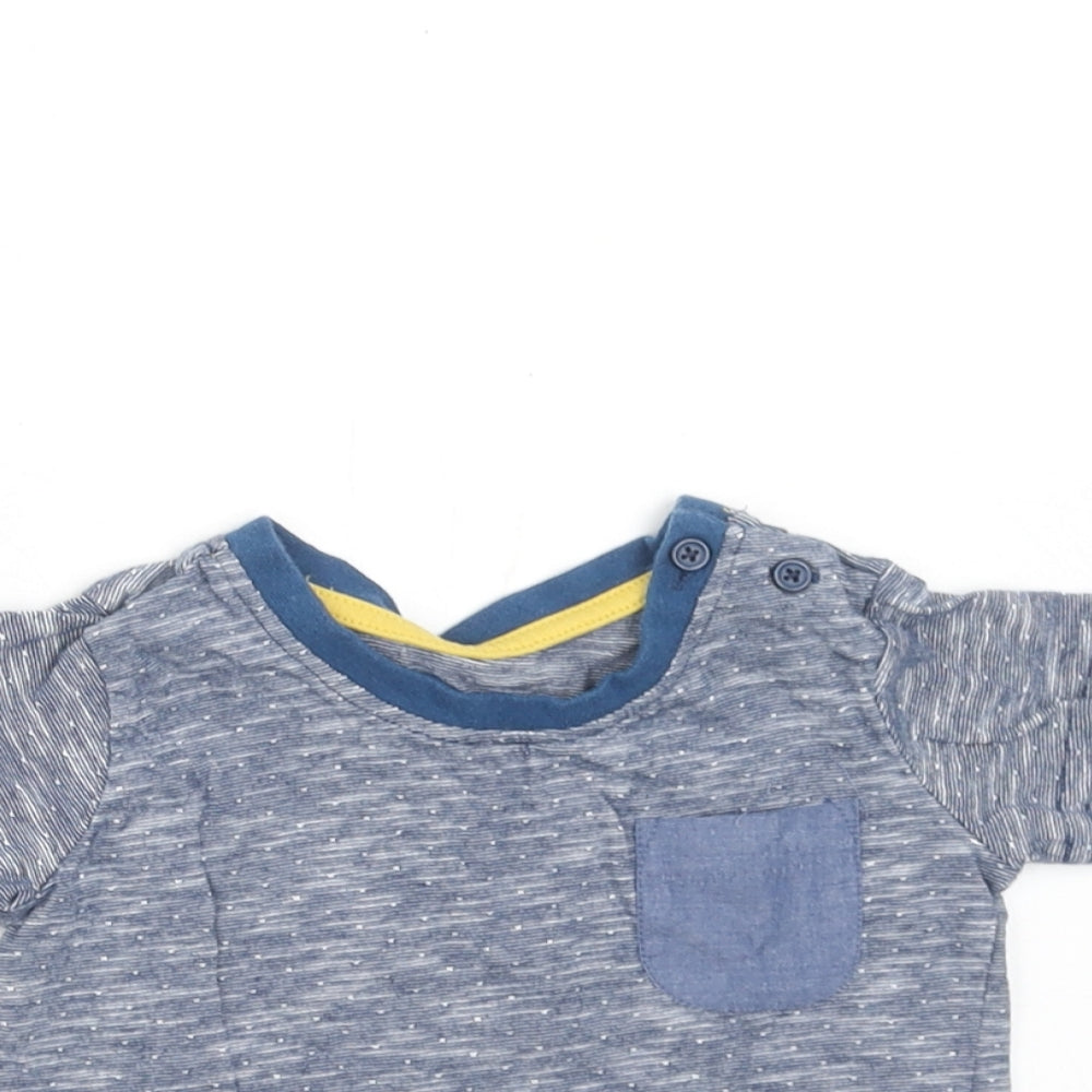 Matalan Boys Blue Cotton Pullover T-Shirt Size 6-9 Months Round Neck Button