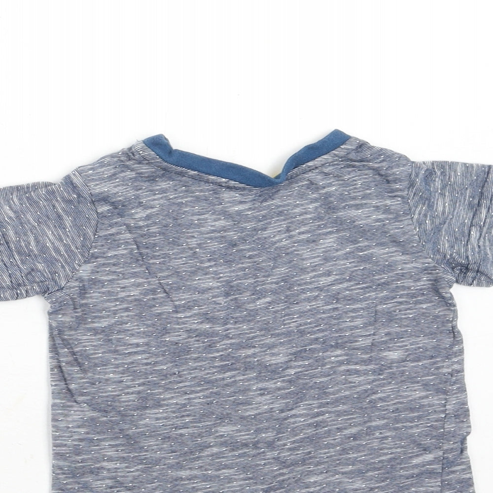 Matalan Boys Blue Cotton Pullover T-Shirt Size 6-9 Months Round Neck Button