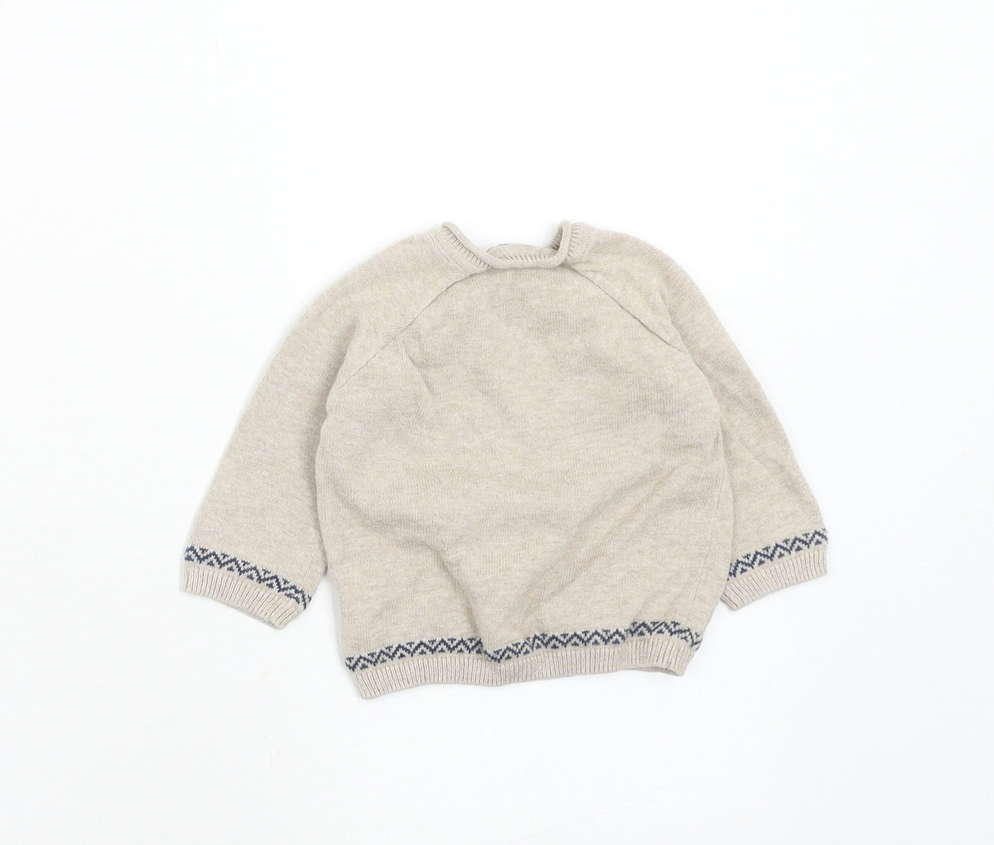 NEXT Boys Beige Cotton Pullover Jumper Size 0-3 Months Button