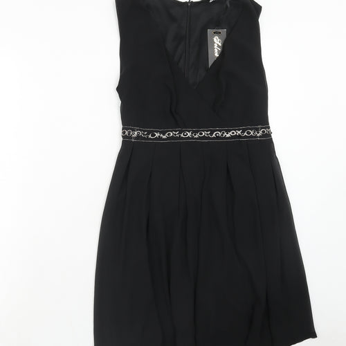 Select Womens Black Polyester Trapeze & Swing Size 8 V-Neck Zip