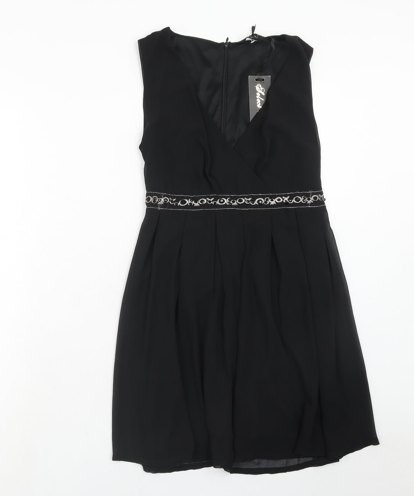Select Womens Black Polyester Trapeze & Swing Size 8 V-Neck Zip
