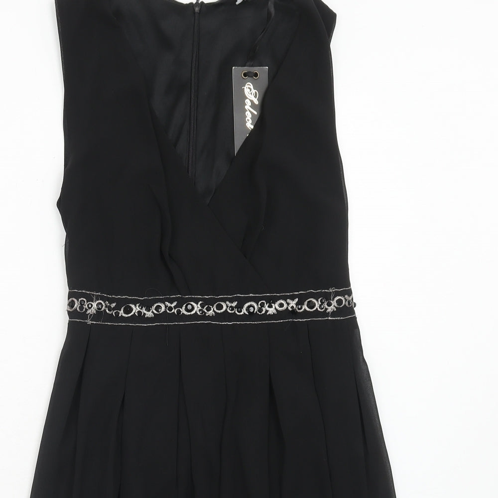 Select Womens Black Polyester Trapeze & Swing Size 8 V-Neck Zip