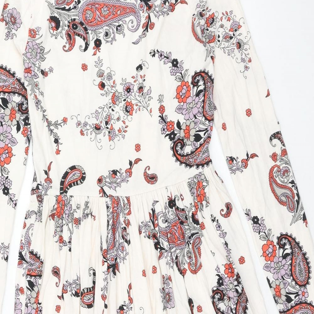 ASOS Womens Multicoloured Paisley Viscose Trapeze & Swing Size 10 Round Neck Pullover