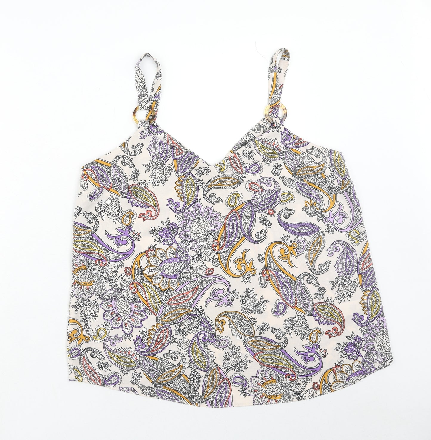 Primark Womens Multicoloured Paisley Polyester Camisole Tank Size 16 V-Neck